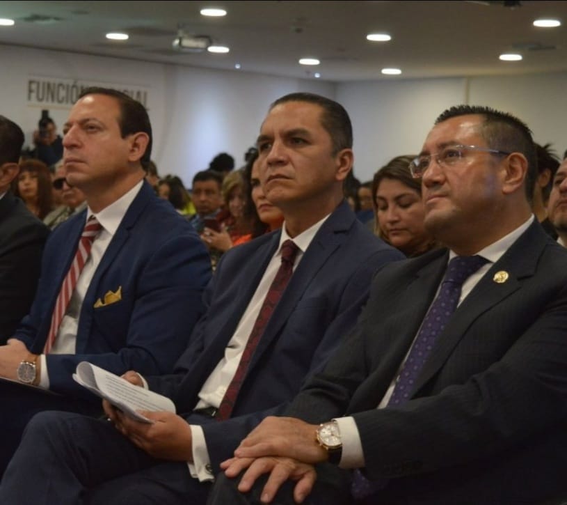 AUTORIDADES. De Izq. a Der. Xavier Muñoz, vocal del CJ; Wilman Terán, presidente del CJ, e Iván Saquicela, titular de la Corte Nacional de Justicia.